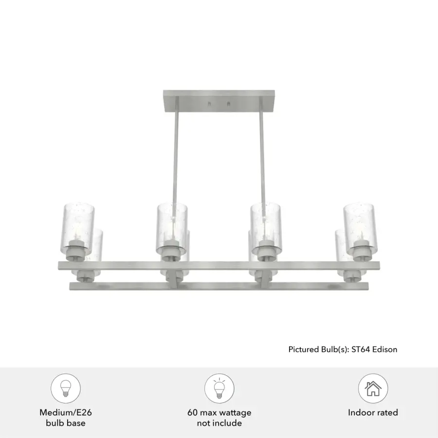 Hartland 8-Light Linear Chandelier in Brushed Nickel - Image 5