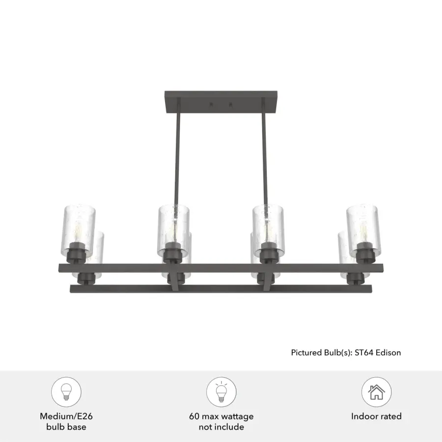 Hartland 8-Light Linear Chandelier in Brushed Nickel - Image 6