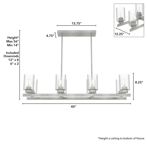 Hartland 8-Light Linear Chandelier in Brushed Nickel - Image 7