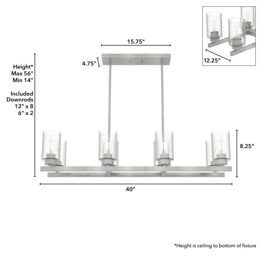 Hartland 8-Light Linear Chandelier in Brushed Nickel - Image 7