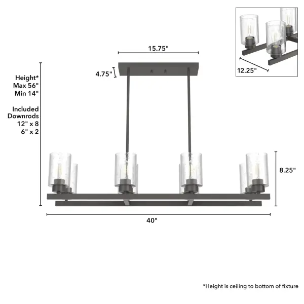 Hartland 8-Light Linear Chandelier in Brushed Nickel - Image 8
