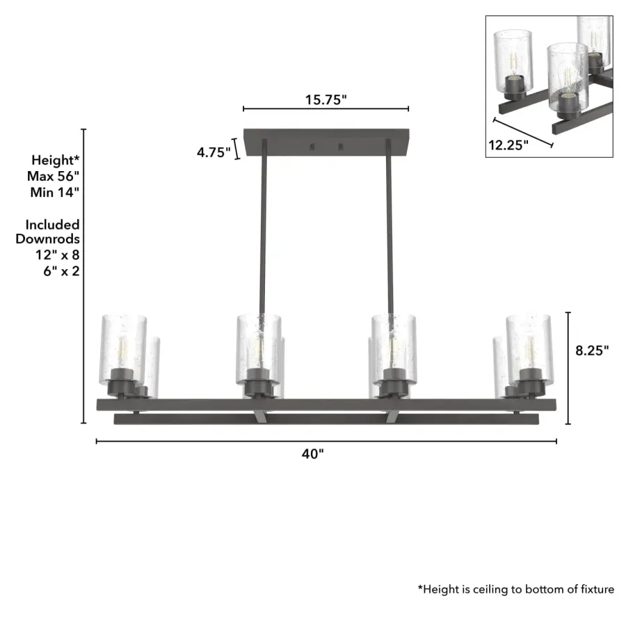 Hartland 8-Light Linear Chandelier in Brushed Nickel - Image 8