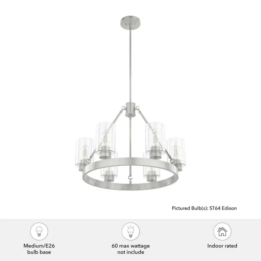 Hartland 6-Light Chandelier in Brushed Nickel - Image 5