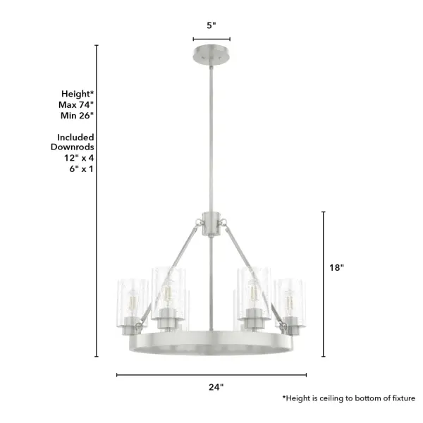Hartland 6-Light Chandelier in Brushed Nickel - Image 7