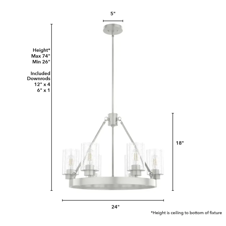 Hartland 6-Light Chandelier in Brushed Nickel - Image 7