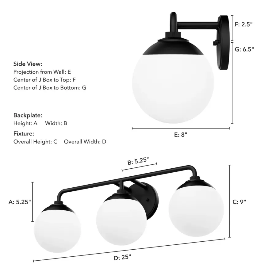 Hepburn Three Light Bathroom Vanity in Matte Black - Image 10