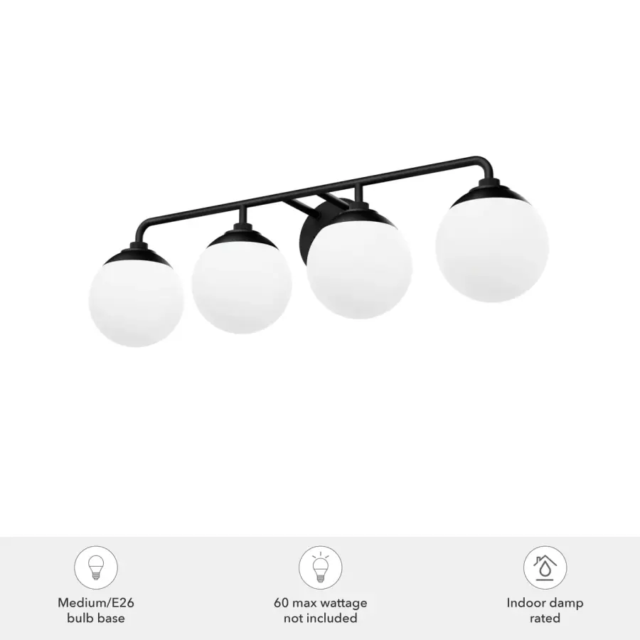 Hepburn Four Light Bathroom Vanity in Matte Black - Image 7