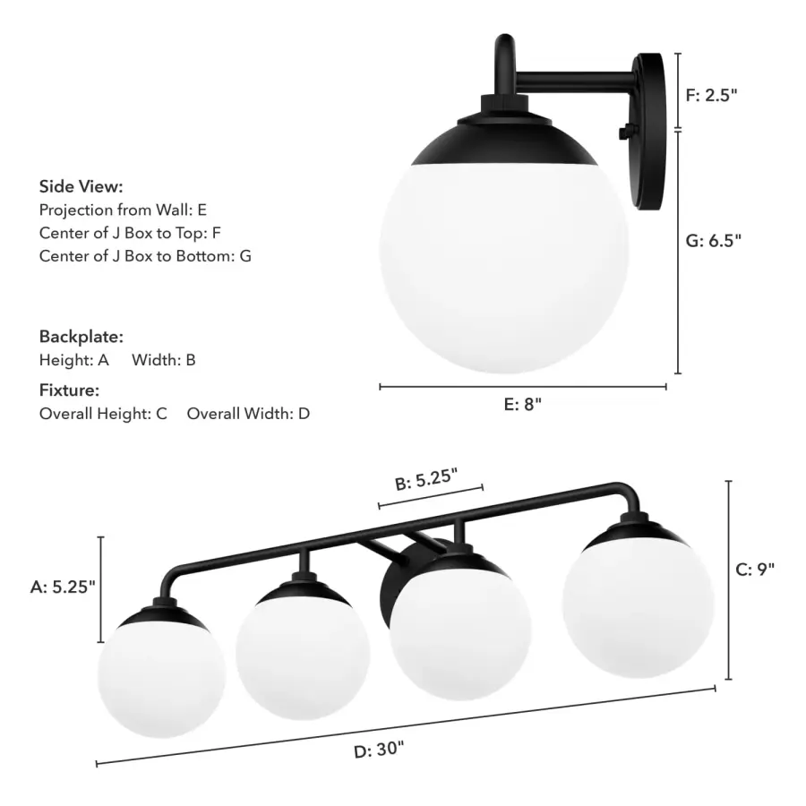 Hepburn Four Light Bathroom Vanity in Matte Black - Image 10