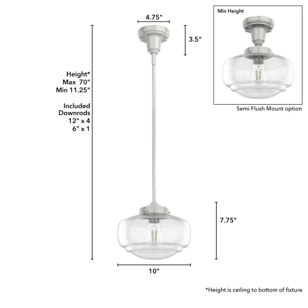 Saddle Creek One Light Pendant in Brushed Nickel - Image 7
