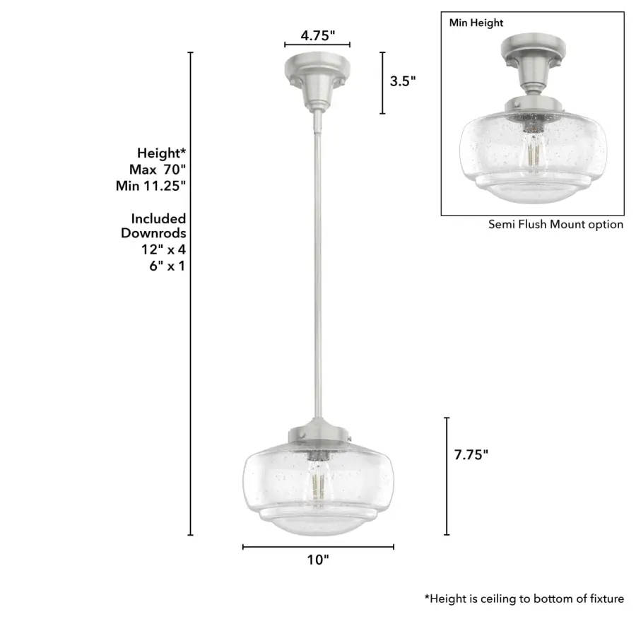 Saddle Creek One Light Pendant in Brushed Nickel - Image 7