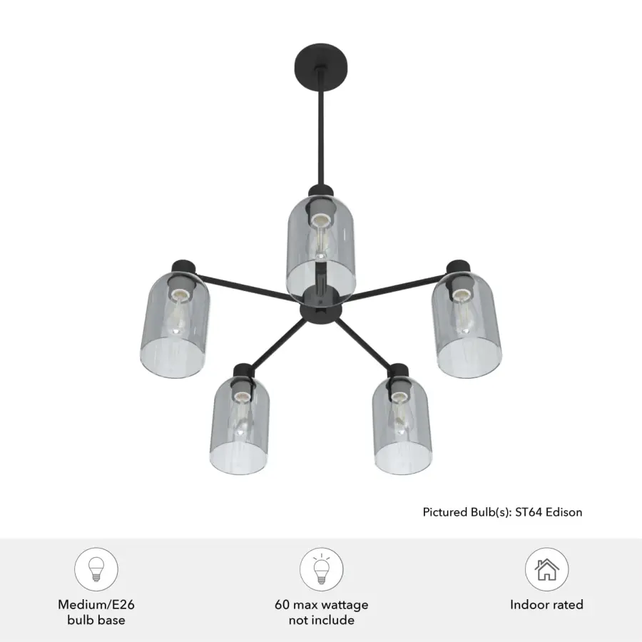 Lochemeade 5-Light Chandelier in Natural Black Iron - Image 3