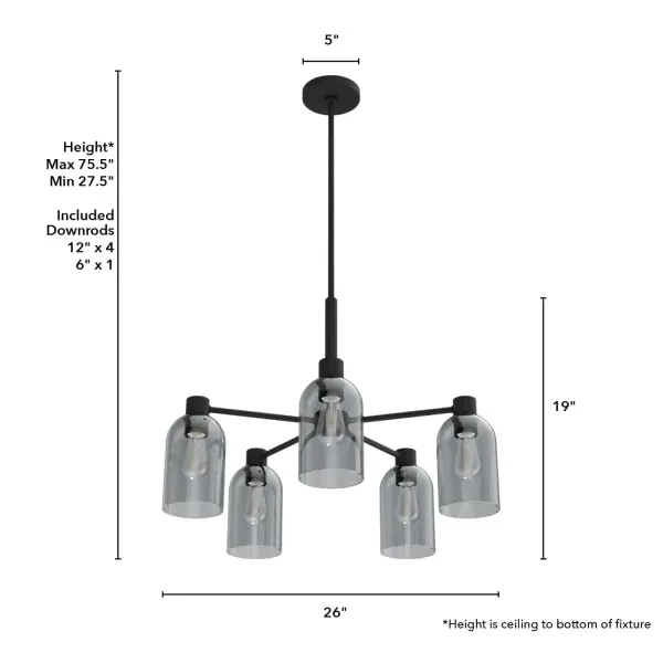 Lochemeade 5-Light Chandelier in Natural Black Iron - Image 4