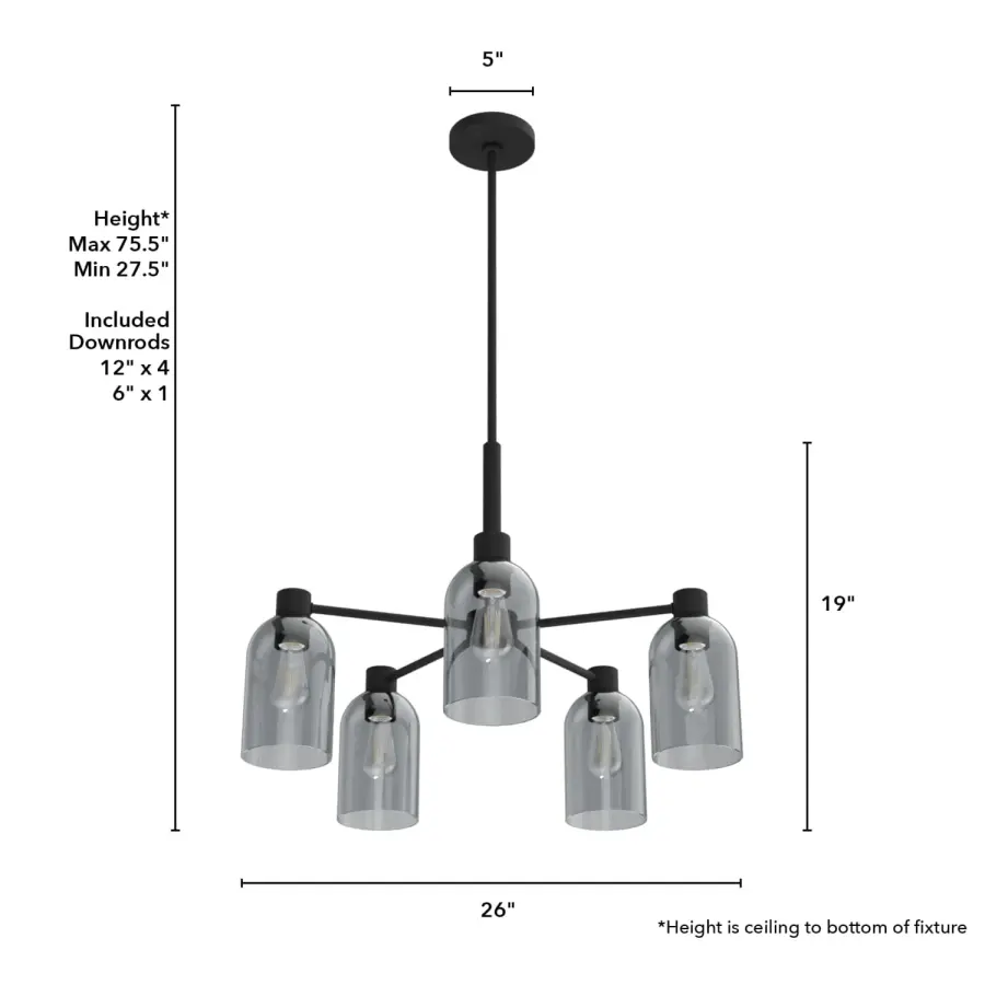 Lochemeade 5-Light Chandelier in Natural Black Iron - Image 4
