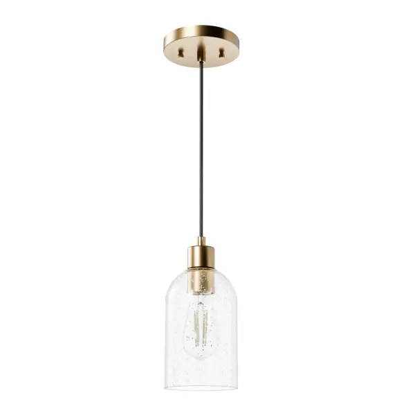 There's something simple yet grand about the Lochemeade. Minimalist and streamlined, this modern mini pendant features clear glass dome shades that leave an impression without being overpowering. With shade finishes options like clear seeded glass and smoked glass, it's versatile in a variety of style spaces. Mix and match with other fixtures from this collection or from our ceiling fan designs. Rated for indoor use only Requires 1 E26 bulbs. Bulbs not included. MADE FOR INDOORS: For use in indoor spaces like kitchens, bedrooms, living rooms, dining rooms, and entryways. BULB RECOMMENDATION: Maximum 60 W per light bulb or equivalent LED bulb. Bulbs not included. PICTURED HERE: Match our image using ST64 Edison light bulbs. CUSTOMIZABLE HANGING OPTIONS: With the minimum required cord, the hanging length is 15.75 inches. When using all of the included cord, the maximum hanging length is 123.75 inches. WARRANTY: One-year limited warranty backed by the trusted experts at Hunter.