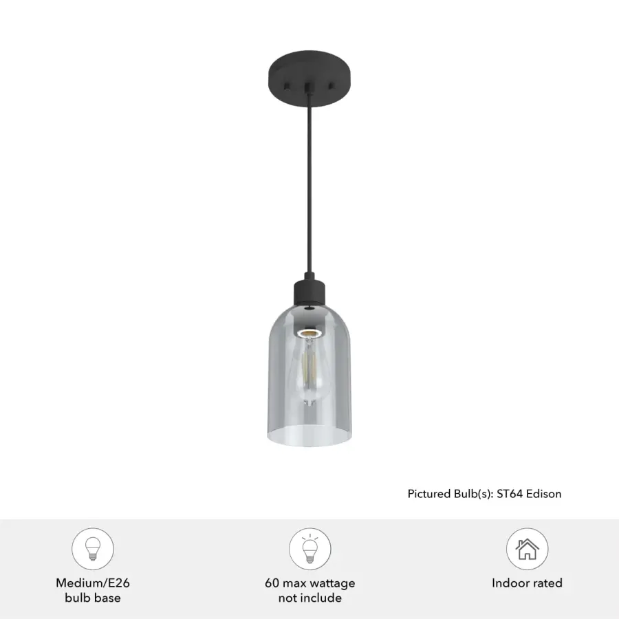 Lochemeade One Light Pendant in Natural Black Iron - Image 3