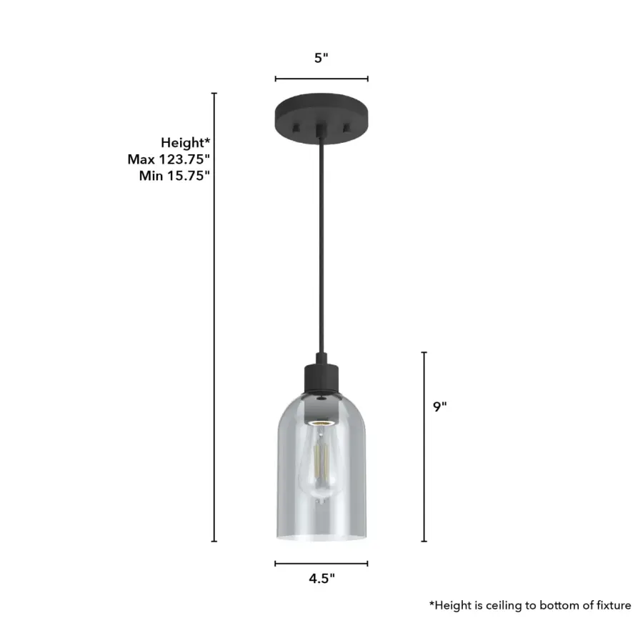 Lochemeade One Light Pendant in Natural Black Iron - Image 4