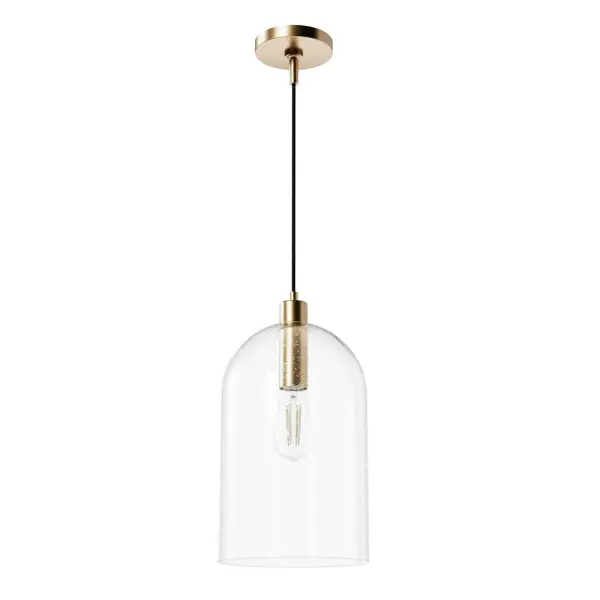 Simple and streamlined, the Lochemeade modern pendant features clear glass dome shades that leave an impression without being overpowering. The variety of available glass shade finishes – like clear seeded glass and smoked glass – gives this modern pendant light versatility in your space's style. Mix and match with other fixtures from this collection or from our ceiling fan designs. Rated for indoor use only Requires 1 E26 bulbs. Bulbs not included. MADE FOR INDOORS: For use in indoor spaces like kitchens, bedrooms, living rooms, dining rooms, and entryways. BULB RECOMMENDATION: Maximum 60 W per light bulb or equivalent LED bulb. Bulbs not included. PICTURED HERE: Match our image using ST64 Edison light bulbs. CUSTOMIZABLE HANGING OPTIONS: With the minimum required cord, the hanging length is 23.25 inches. When using all of the included cord, the maximum hanging length is 131.25 inches. WARRANTY: One-year limited warranty backed by the trusted experts at Hunter.