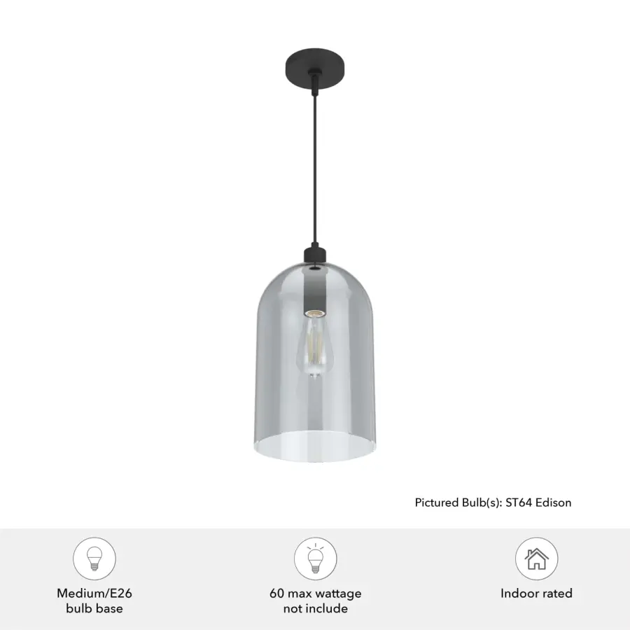 Lochemeade One Light Pendant in Natural Black Iron - Image 3