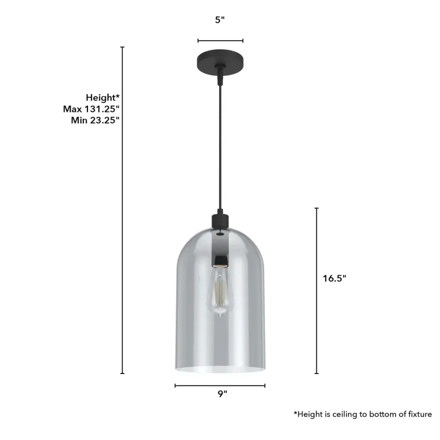 Lochemeade One Light Pendant in Natural Black Iron - Image 4