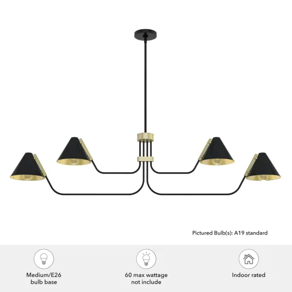 Grove Isle 4-Light Linear Chandelier in Matte Black - Image 6