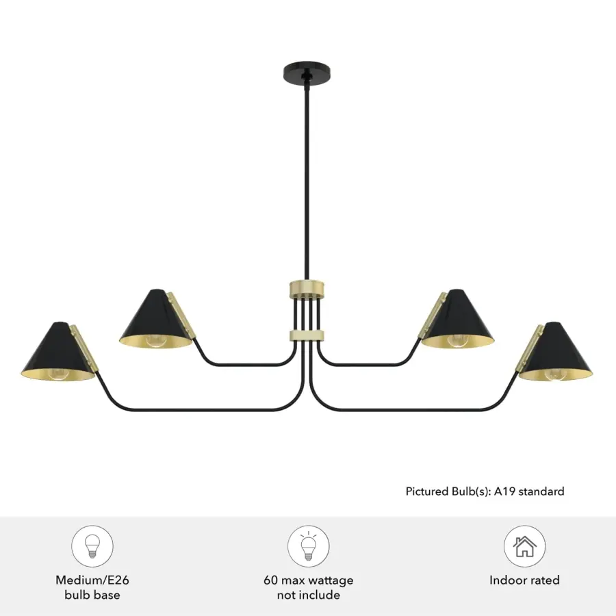 Grove Isle 4-Light Linear Chandelier in Matte Black - Image 6