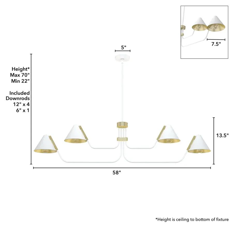 Grove Isle 4-Light Linear Chandelier in Matte Black - Image 7