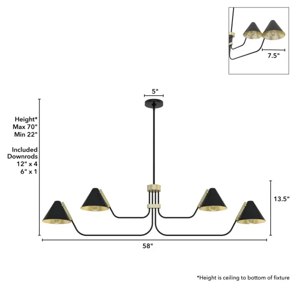 Grove Isle 4-Light Linear Chandelier in Matte Black - Image 8