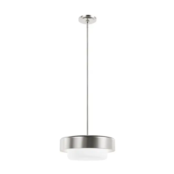 The Station pendant could be the mid-century modern accent your kitchen or dining room is dying for. True to the style's minimalist approach when accessorizing, the Station pendant is still a modern showstopper with its wide light shade, clean geometry, and simple yet compelling design. Savor the return to retro with Hunter's Station lighting collection. Mix and match with fans from our ceiling fan collections to fully finish your space. Rated for indoor use only Requires 2 E26 bulbs. Bulbs not included. MADE FOR INDOORS: For use in indoor spaces like kitchens, bedrooms, living rooms, dining rooms, and entryways. BULB RECOMMENDATION: Maximum 60 W per light bulb or equivalent LED bulb. Bulbs not included. CUSTOMIZABLE HANGING OPTIONS: With the minimum required downrod, the hanging length is 14.5 inches. When using all of the included downrod, the maximum hanging length is 62.5 inches. WARRANTY: One-year limited warranty backed by the trusted experts at Hunter.