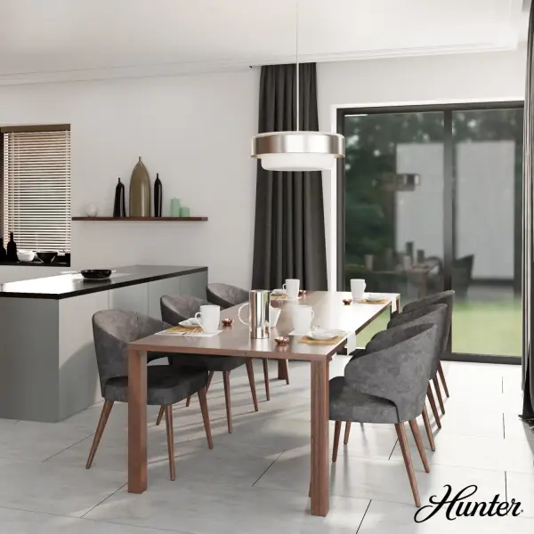 The Station pendant could be the mid-century modern accent your kitchen or dining room is dying for. True to the style's minimalist approach when accessorizing, the Station pendant is still a modern showstopper with its wide light shade, clean geometry, and simple yet compelling design. Savor the return to retro with Hunter's Station lighting collection. Mix and match with fans from our ceiling fan collections to fully finish your space. Rated for indoor use only Requires 4 E26 bulbs. Bulbs not included. MADE FOR INDOORS: For use in indoor spaces like kitchens, bedrooms, living rooms, dining rooms, and entryways. BULB RECOMMENDATION: Maximum 60 W per light bulb or equivalent LED bulb. Bulbs not included. CUSTOMIZABLE HANGING OPTIONS: With the minimum required downrod, the hanging length is 18 inches. When using all of the included downrod, the maximum hanging length is 66 inches. WARRANTY: One-year limited warranty backed by the trusted experts at Hunter. - alternate view