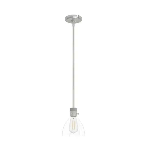 The unique and versatile design of our Van Nuys mini pendant makes it a showstopper. Packed with vintage elements and industrial details, the versatile and simple Van Nuys brings a retro feel to any space. Pair this pendant with other members of the Van Nuys collection for a complete look. Mix and match with fans from our ceiling fan collections to fully finish your space. Rated for indoor use only Requires 1 E26 bulbs. Bulbs not included. MADE FOR INDOORS: For use in indoor spaces like kitchens, bedrooms, living rooms, dining rooms, and entryways. BULB RECOMMENDATION: Maximum 60 W per light bulb or equivalent LED bulb. Bulbs not included. PICTURED HERE: Match our image using ST64 Edison light bulbs. CUSTOMIZABLE HANGING OPTIONS: With the minimum required downrod, the hanging length is 16.5 inches. When using all of the included downrod, the maximum hanging length is 64.5 inches. WARRANTY: One-year limited warranty backed by the trusted experts at Hunter. - alternate view