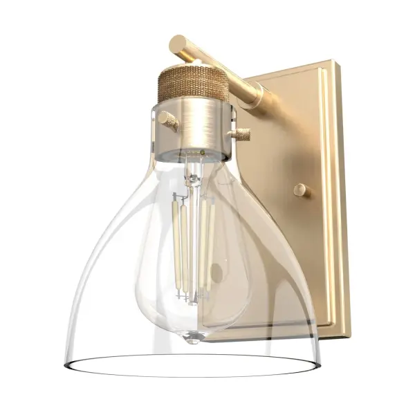 The Van Nuys is elegant in simplicity. Its vintage design and industrial details add a level of sophistication and timelessness to any space, from modern to regency revival. Create a cohesive look throughout your home by pairing this modern wall sconce with other fixtures from the Van Nuys collection. Mix and match with fans from our ceiling fan collections to fully finish your space. Rated for indoor spaces exposed to humidity Requires 1 E26 bulbs. Bulbs not included. Down Mount Only INDOOR-DAMP RATED: For use in indoor spaces exposed to humidity like bathrooms and laundry rooms. BULB RECOMMENDATION: Maximum 60 W per light bulb or equivalent LED bulb. Bulbs not included. PICTURED HERE: Match our image using ST64 Edison light bulbs. WARRANTY: One-year limited warranty backed by the trusted experts at Hunter.
