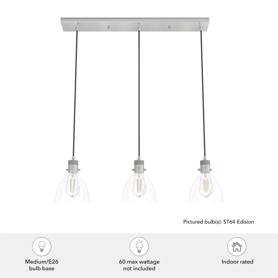 Van Nuys Three Light Linear Pendant in Brushed Nickel - Image 5