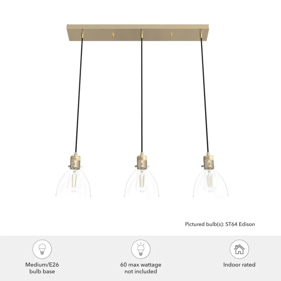 Van Nuys Three Light Linear Pendant in Brushed Nickel - Image 6