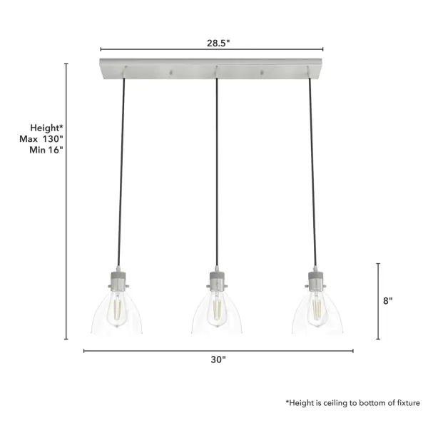 Van Nuys Three Light Linear Pendant in Brushed Nickel - Image 7