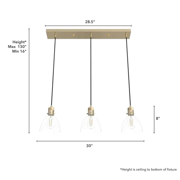 Van Nuys Three Light Linear Pendant in Brushed Nickel - Image 8