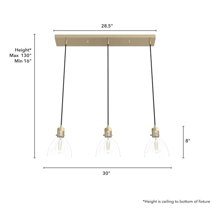 Van Nuys Three Light Linear Pendant in Brushed Nickel - Image 8