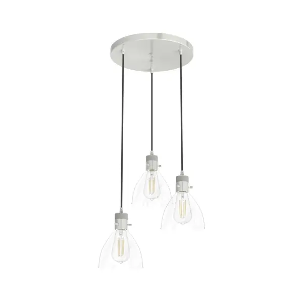 A simple design with distinctive detailing. The Van Nuys round cluster features vintage details with a unique yet classic design. This one-of-a-kind fixture makes a statement wherever it is installed. Glam up your modern and transitional spaces. Or, brighten up your moody, industrial spaces. Whatever your style, the Van Nuys will instantly elevate your space. Mix and match with other fixtures from this collection or from our ceiling fan designs. Rated for indoor use only Requires 3 E26 bulbs. Bulbs not included. MADE FOR INDOORS: For use in indoor spaces like kitchens, bedrooms, living rooms, dining rooms, and entryways. BULB RECOMMENDATION: Maximum 60 W per light bulb or equivalent LED bulb. Bulbs not included. PICTURED HERE: Match our image using ST64 Edison light bulbs. CUSTOMIZABLE HANGING OPTIONS: With the minimum required cord, the hanging length is 16 inches. When using all of the included cord, the maximum hanging length is 130 inches. WARRANTY: One-year limited warranty backed by the trusted experts at Hunter. - alternate view
