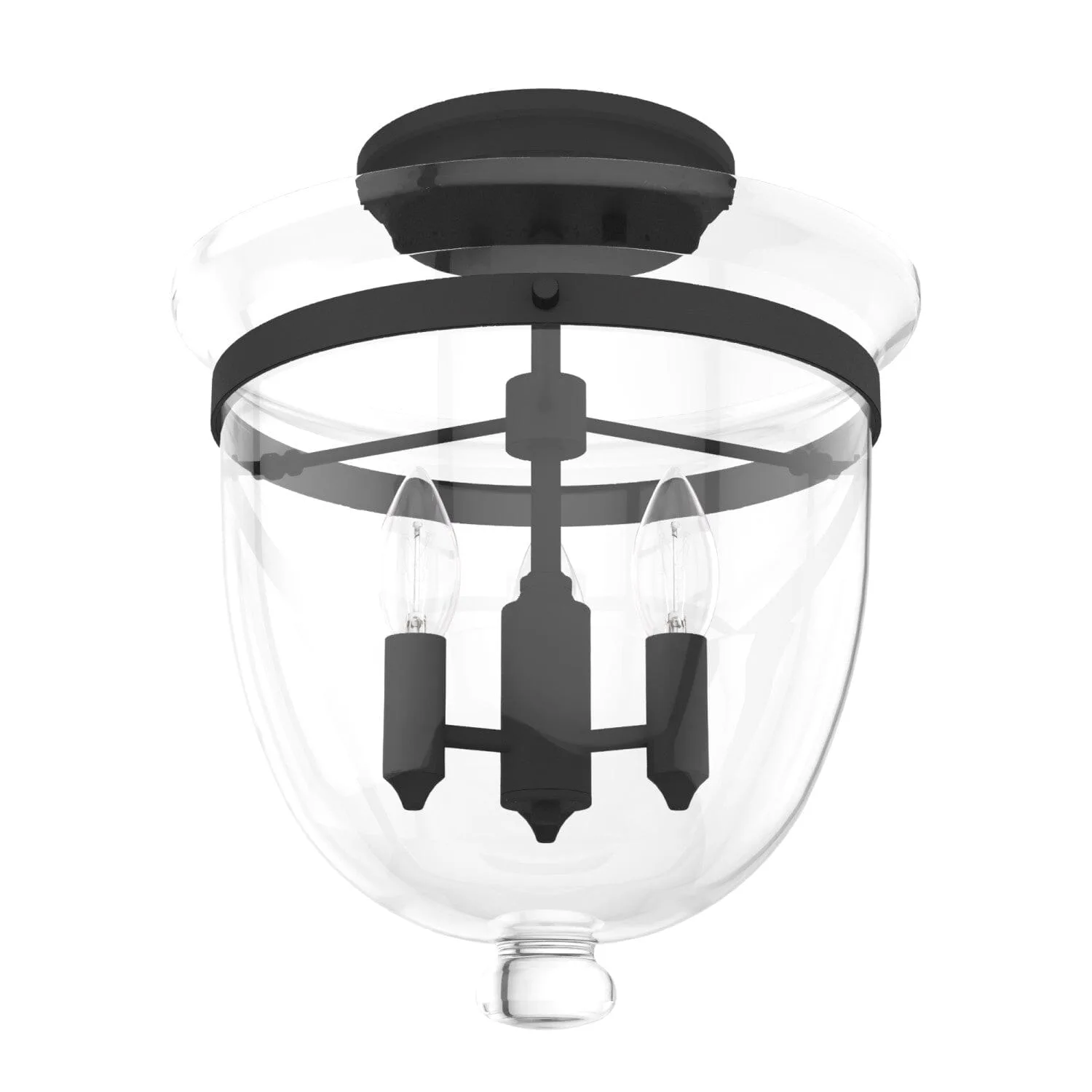 Belltown Three Light Flush Mount in Natural Black Iron