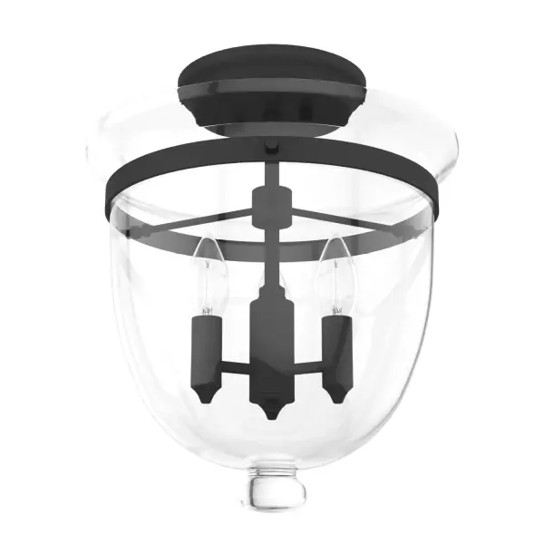 The lighting just got a whole lot grander. With its bell-shaped design and candelabra-style lights, Belltown's bold semi-flush pendant makes a statement wherever it is installed. This one-of-a-kind fixture adds a traditional element to large spaces. Plus, its metallic finishes allow it to seamlessly transition into a variety of room styles – whether your space is a traditional or modern farmhouse. Rated for indoor use only Requires 3 E12 bulbs. Bulbs not included. MADE FOR INDOORS: For use in indoor spaces like kitchens, bedrooms, living rooms, dining rooms, and entryways. BULB RECOMMENDATION: Maximum 60 W per light bulb or equivalent LED bulb. Bulbs not included. PICTURED HERE: Match our image using B10 Candle light bulbs. FOR LOW CEILINGS: Fits close to the ceiling to optimize headspace and provide stylish lighting. WARRANTY: One-year limited warranty backed by the trusted experts at Hunter.