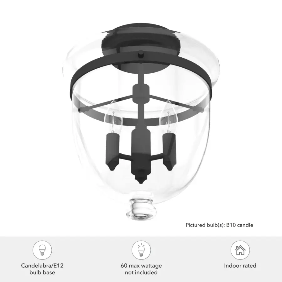 Belltown Three Light Flush Mount in Natural Black Iron - Image 3