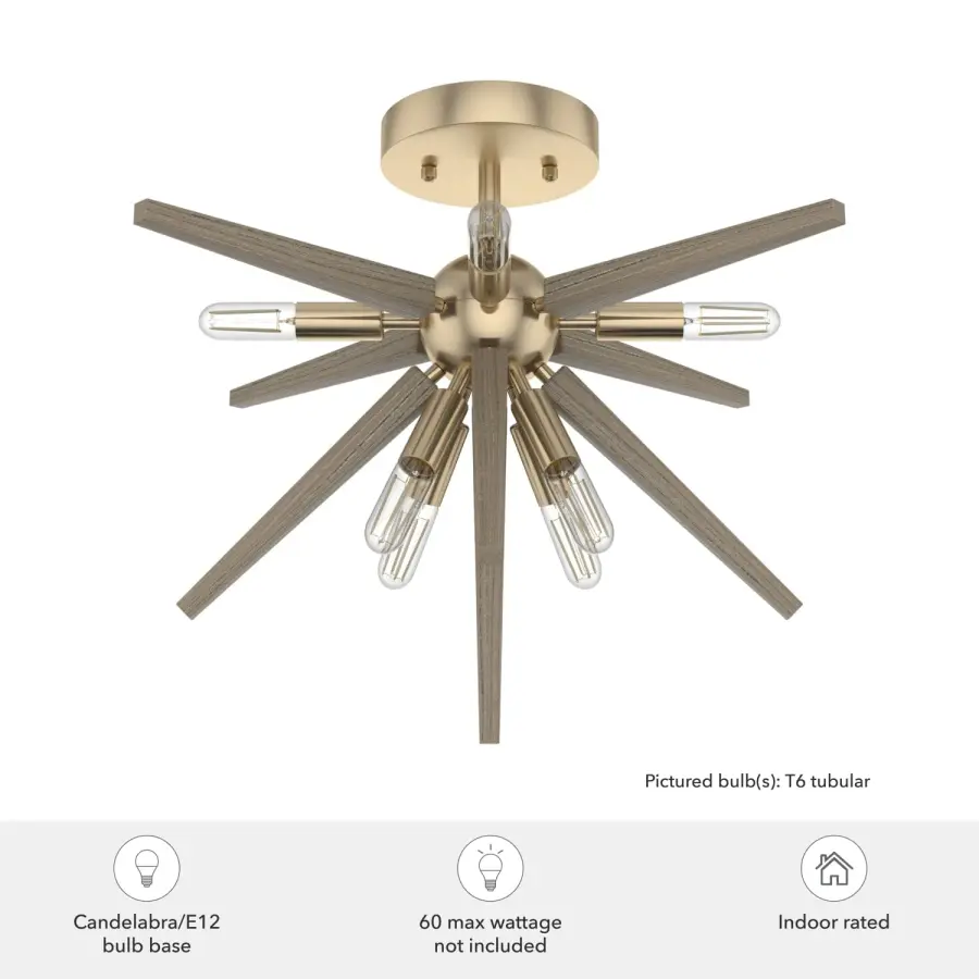 Jupiter Star Eight Light Flush Mount in Alturas Gold - Image 3