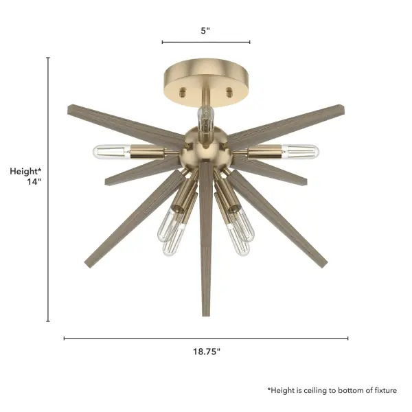 Jupiter Star Eight Light Flush Mount in Alturas Gold - Image 4