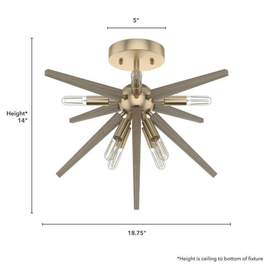 Jupiter Star Eight Light Flush Mount in Alturas Gold - Image 4