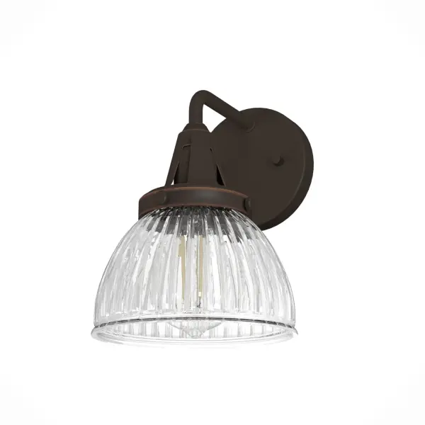 Versatility at its finest. Cypress Grove's elegant sconce transitions into different spaces with ease. This fixture's clean lines and fluted glass make it a staple in your home. Whether you're looking to complete your Mid-Century modern bathroom or your modern farmhouse kitchen, this sconce adds that finishing touch. A part of our Cypress Grove collection, this sconce can stand on its own and pair with other similar fixtures. Rated for indoor spaces exposed to humidity Requires 1 E26 bulbs. Bulbs not included. Down Mount Only INDOOR-DAMP RATED: For use in indoor spaces exposed to humidity like bathrooms and laundry rooms. BULB RECOMMENDATION: Maximum 60 W per light bulb or equivalent LED bulb. Bulbs not included. PICTURED HERE: Match our image using ST64 Edison light bulbs. WARRANTY: One-year limited warranty backed by the trusted experts at Hunter. - alternate view