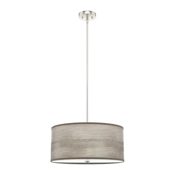The Solhaven pendant is a picture of an updated mid-century style. The drum pendant light with wood-inspired shade is perfect in your office or your dining room. In any space, the Solhaven fixture sets a tone of sophistication. Our Solhaven collection has many sizes to mix and match anywhere you need extra lighting and style! Mix and match with fans from our ceiling fan collections to fully finish your space. Rated for indoor use only Requires 3 E26 bulbs. Bulbs not included. MADE FOR INDOORS: For use in indoor spaces like kitchens, bedrooms, living rooms, dining rooms, and entryways. BULB RECOMMENDATION: Maximum 60 W per light bulb or equivalent LED bulb. Bulbs not included. PICTURED HERE: Match our image using A19 Standard light bulbs. CUSTOMIZABLE HANGING OPTIONS: With the minimum required downrod, the hanging length is 17.75 inches. When using all of the included downrod, the maximum hanging length is 65.75 inches. WARRANTY: One-year limited warranty backed by the trusted experts at Hunter.