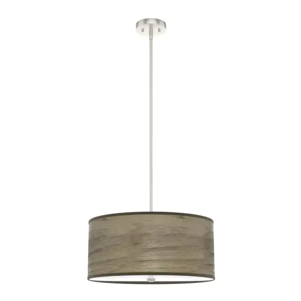 The Solhaven pendant is a picture of an updated mid-century style. The drum pendant light with wood-inspired shade is perfect in your office or your dining room. In any space, the Solhaven fixture sets a tone of sophistication. Our Solhaven collection has many sizes to mix and match anywhere you need extra lighting and style! Mix and match with fans from our ceiling fan collections to fully finish your space. Rated for indoor use only Requires 3 E26 bulbs. Bulbs not included. MADE FOR INDOORS: For use in indoor spaces like kitchens, bedrooms, living rooms, dining rooms, and entryways. BULB RECOMMENDATION: Maximum 60 W per light bulb or equivalent LED bulb. Bulbs not included. PICTURED HERE: Match our image using A19 Standard light bulbs. CUSTOMIZABLE HANGING OPTIONS: With the minimum required downrod, the hanging length is 17.75 inches. When using all of the included downrod, the maximum hanging length is 65.75 inches. WARRANTY: One-year limited warranty backed by the trusted experts at Hunter. - alternate view