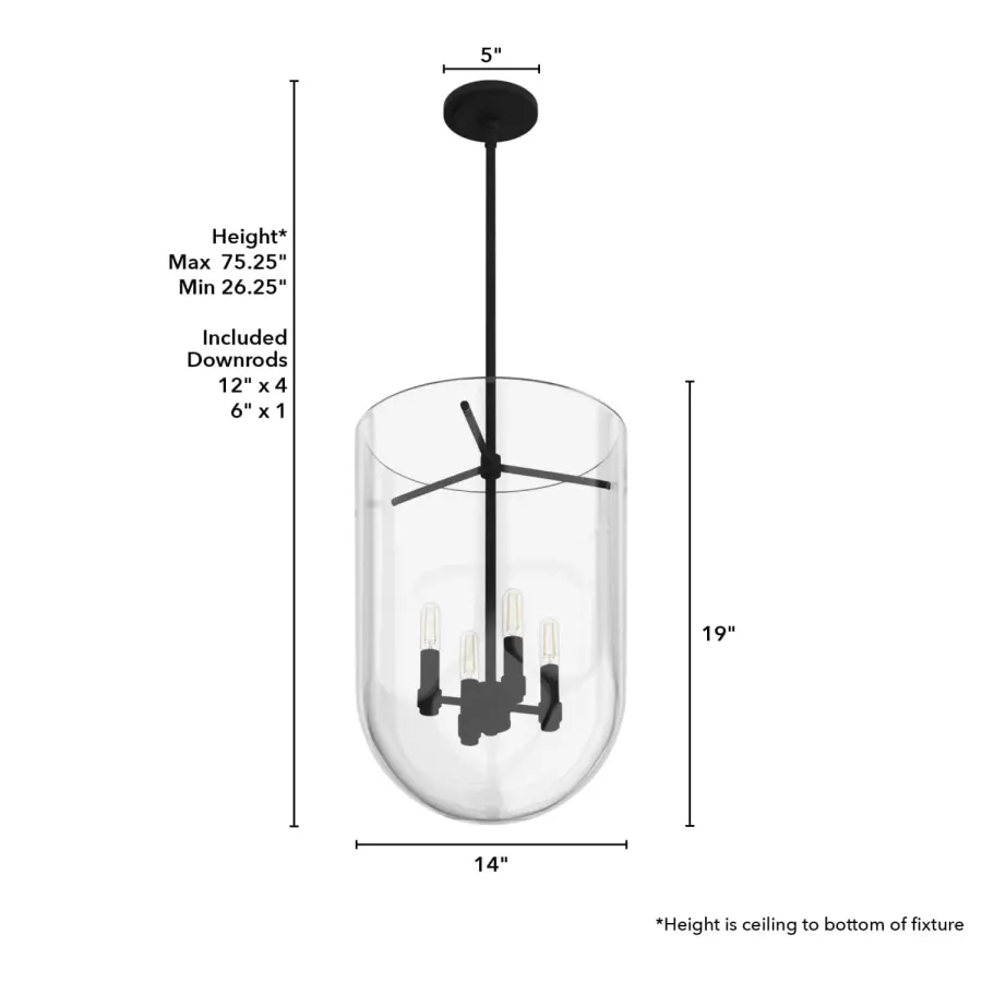 Sacha Four Light Pendant in Natural Black Iron - Image 7