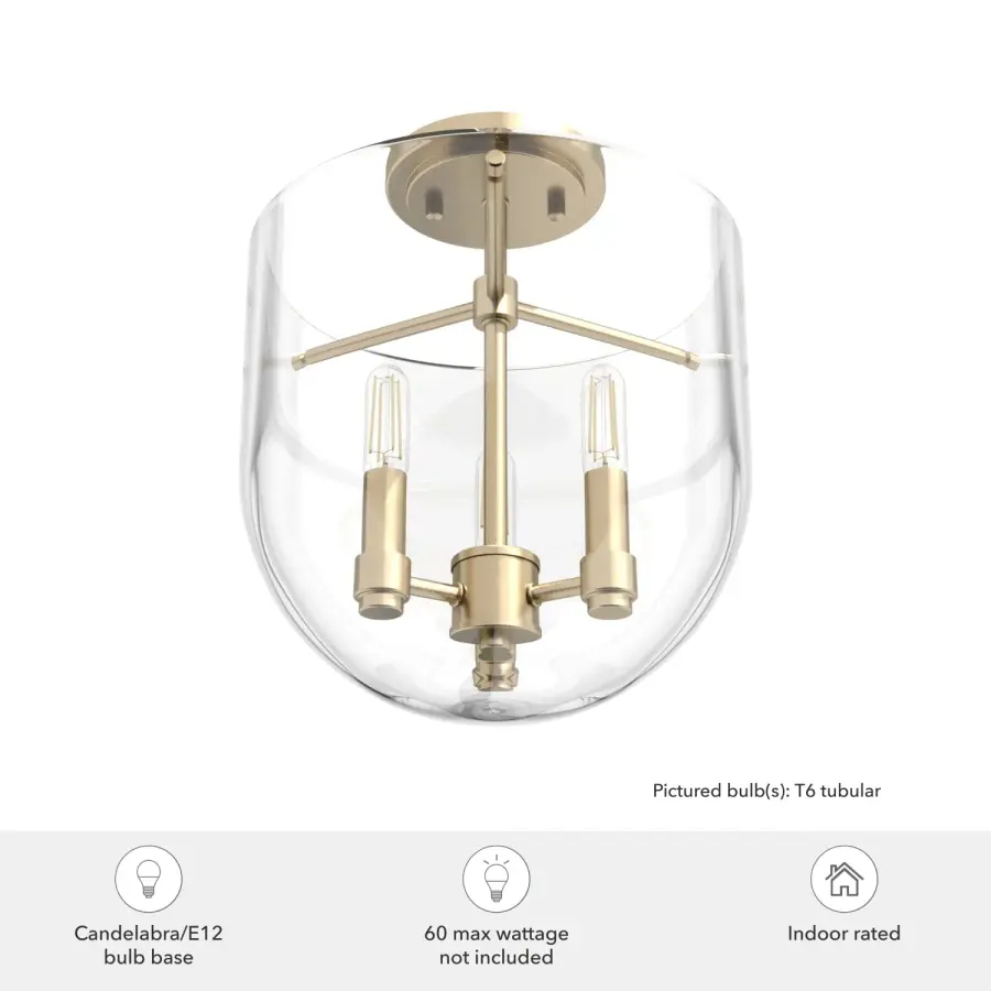 Sacha Three Light Flush Mount in Alturas Gold - Image 9
