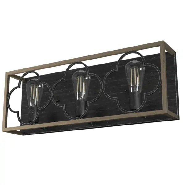 European influences. Artful architecture. There's something elegant yet authentic about the Gablecrest vanity's design that brings charm to any space. Its quatrefoil details soften up modern farmhouse spaces and emphasize the French Country style. With a damp rating, it's the perfect way to add style to your bathrooms. Mix and match with other fixtures from this collection or from our ceiling fan designs. Rated for indoor spaces exposed to humidity Requires 3 E26 bulbs. Bulbs not included. Mounts Up or Down INDOOR-DAMP RATED: For use in indoor spaces exposed to humidity like bathrooms and laundry rooms. BULB RECOMMENDATION: Maximum 60 W per light bulb or equivalent LED bulb. Bulbs not included. PICTURED HERE: Match our image using ST64 Edison light bulbs. WARRANTY: One-year limited warranty backed by the trusted experts at Hunter.