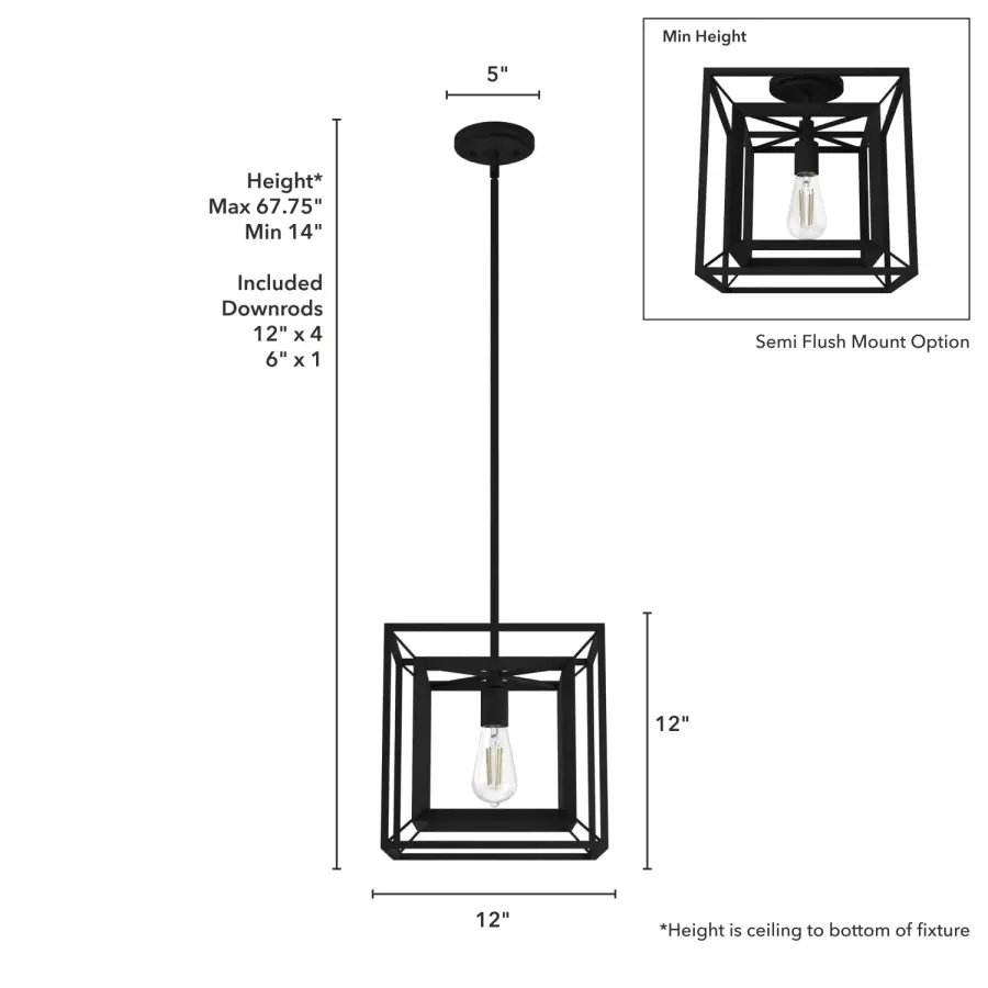 Doherty One Light Pendant in Natural Black Iron - Image 4